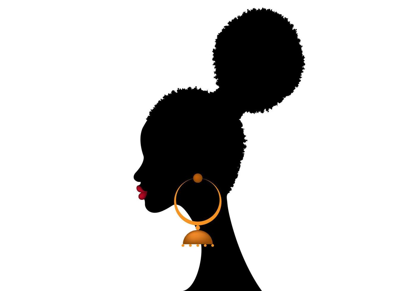 Afro hairstyles, Woman hair bun style for curly hair beauty Curly Puff vector