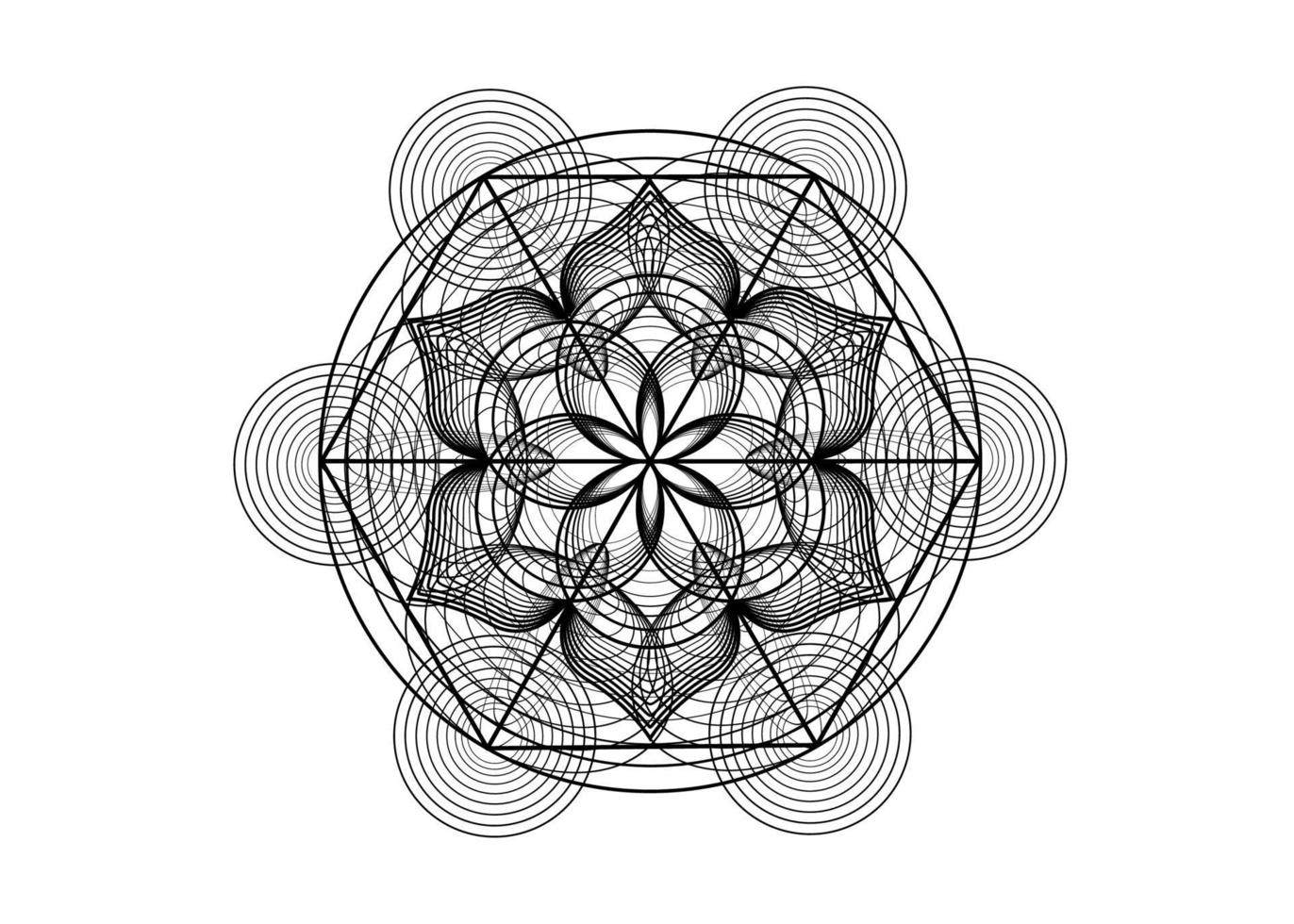 Seed of life symbol Sacred Geometry. Logo icon Geometric mystic mandala vector