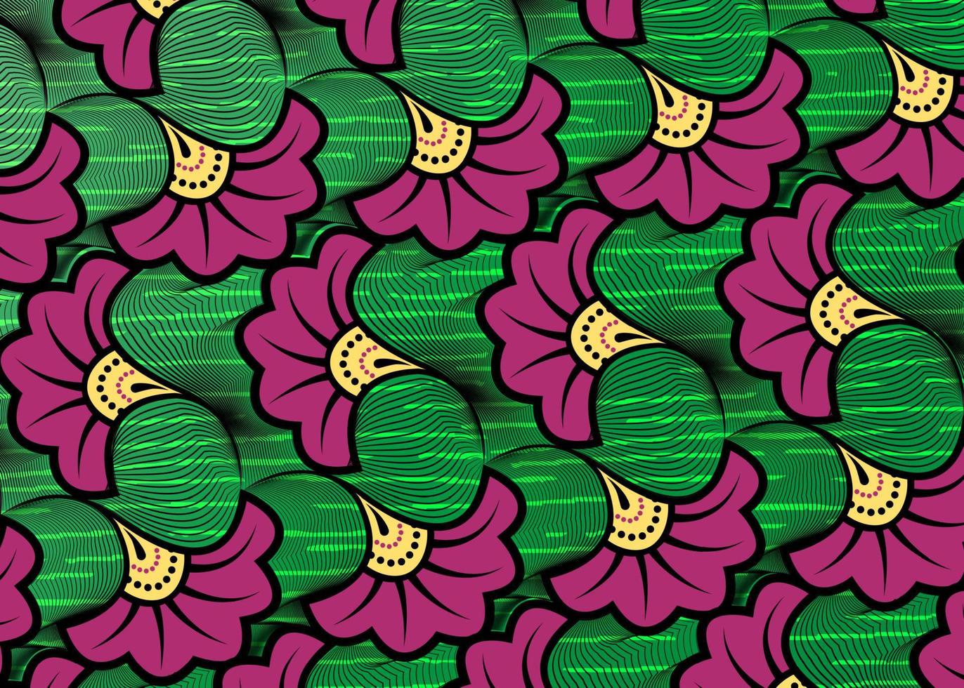 African Wax Print fabric, Ethnic handmade flowers design vector
