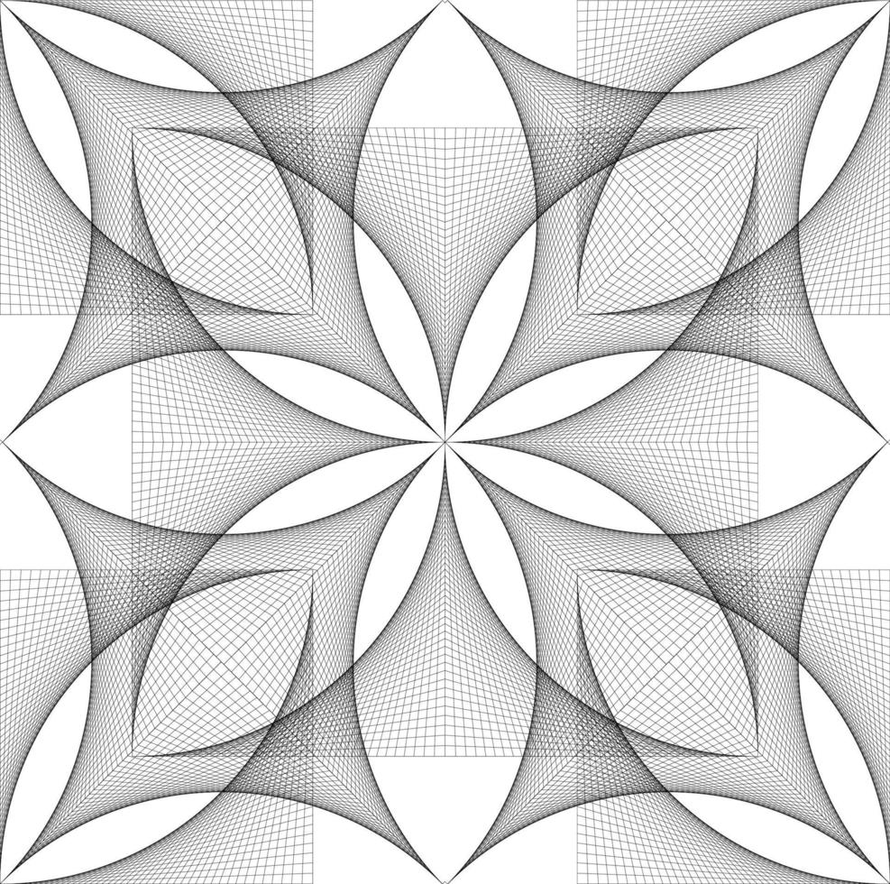 Plantilla de banner de símbolo de flor de la vida sin costuras, flor de loto sagrada de estructura metálica geométrica, arte de hilo, geometría sagrada floral en cuadrícula de línea negra de cadena aislada sobre fondo blanco vector
