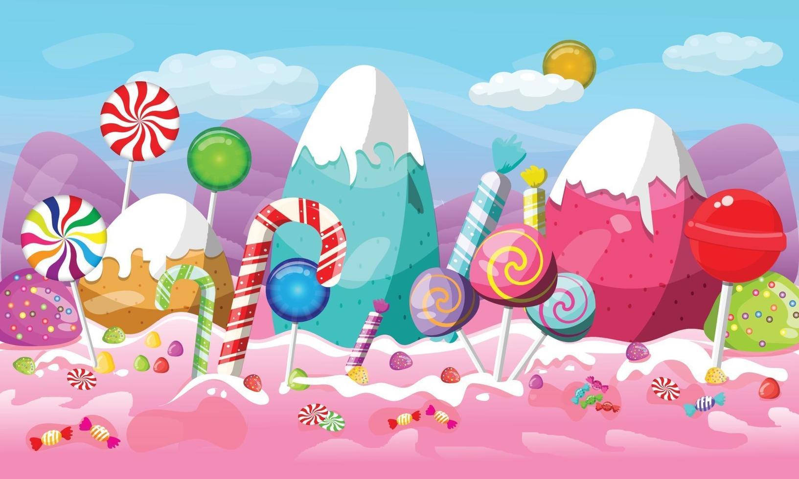 Christmas candy land landscape design vector