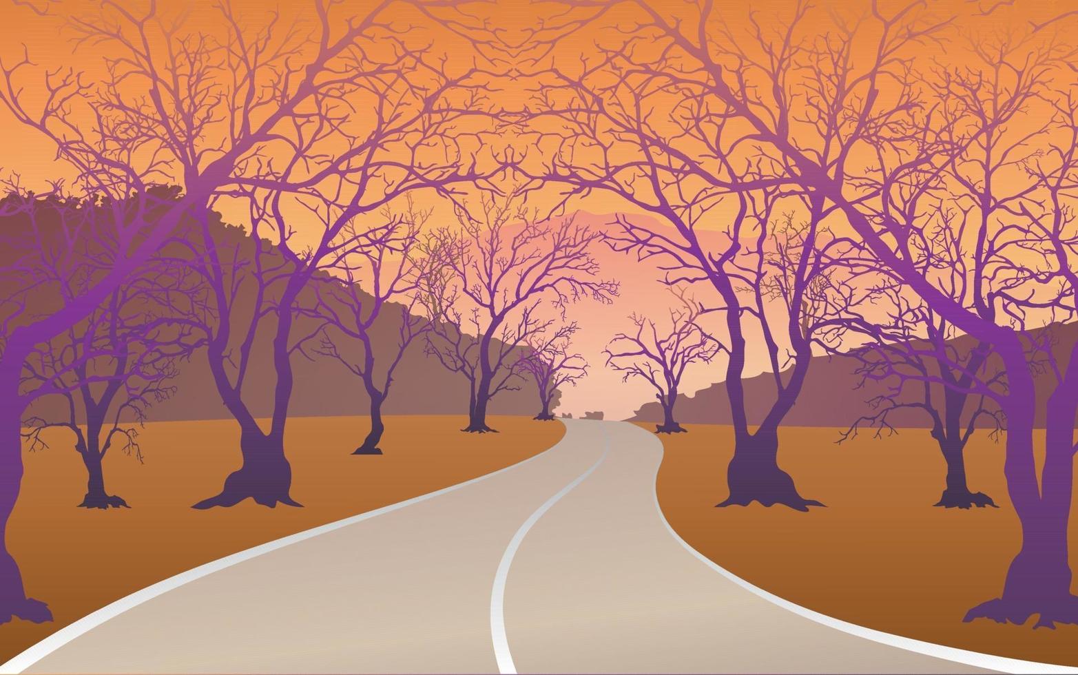 The road that stretches through the mountains vector