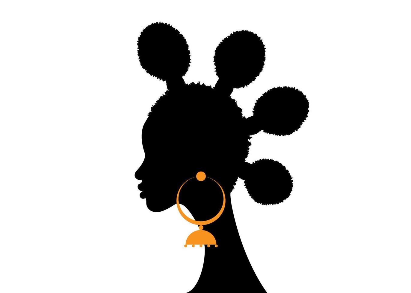 Afro hairstyles Woman hair bun styles for curly hair beauty Curly Puff vector