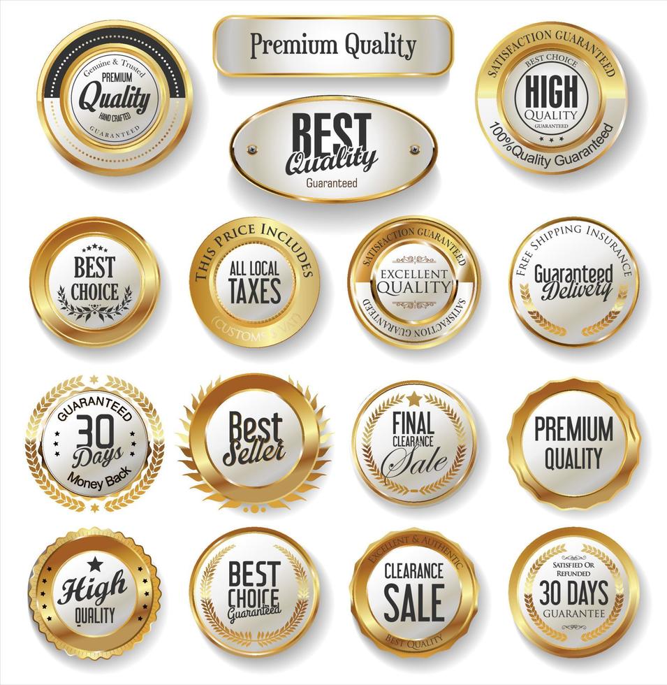 Premium quality golden labels collection vector