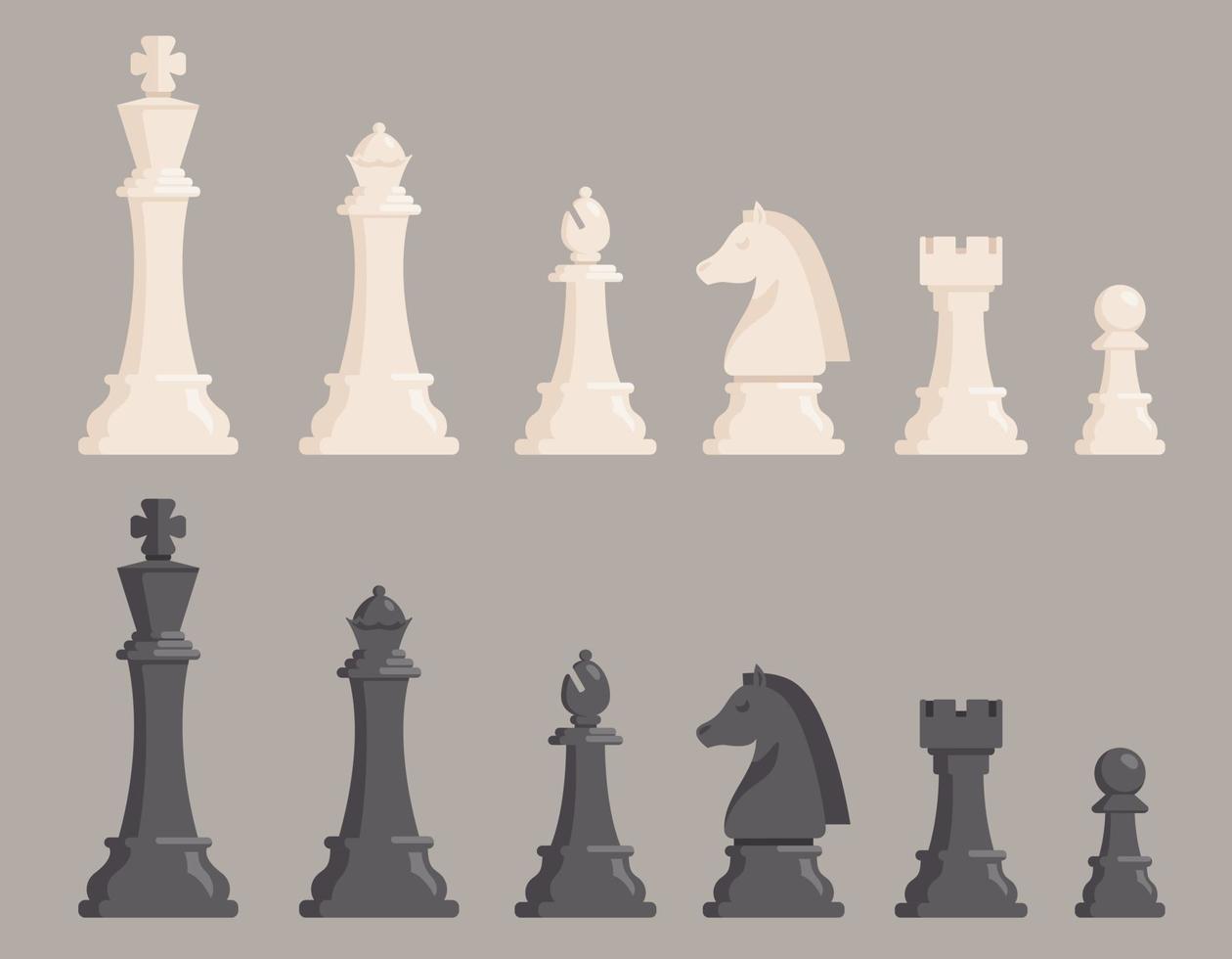 Black and white chess pieces vector