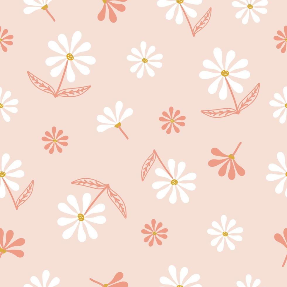 Seamless hand drawn paint floral pattern background vector