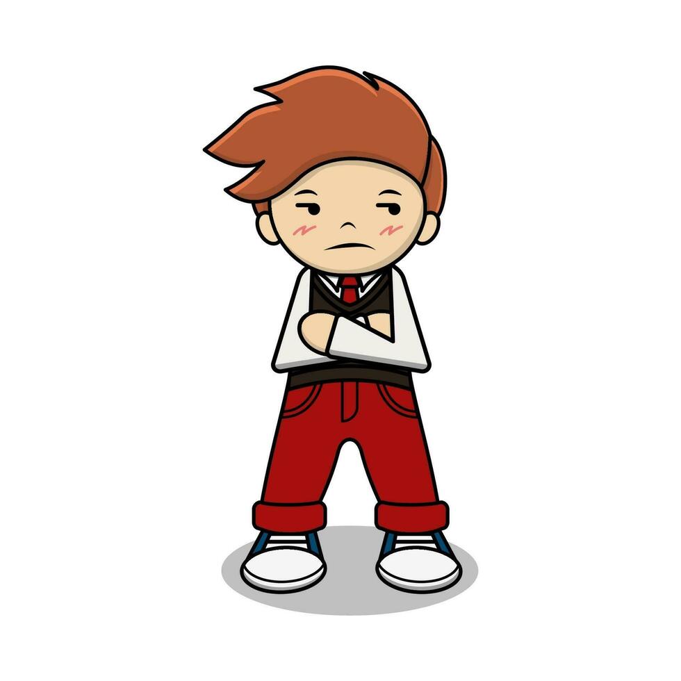 cute student boy cartoon character vector