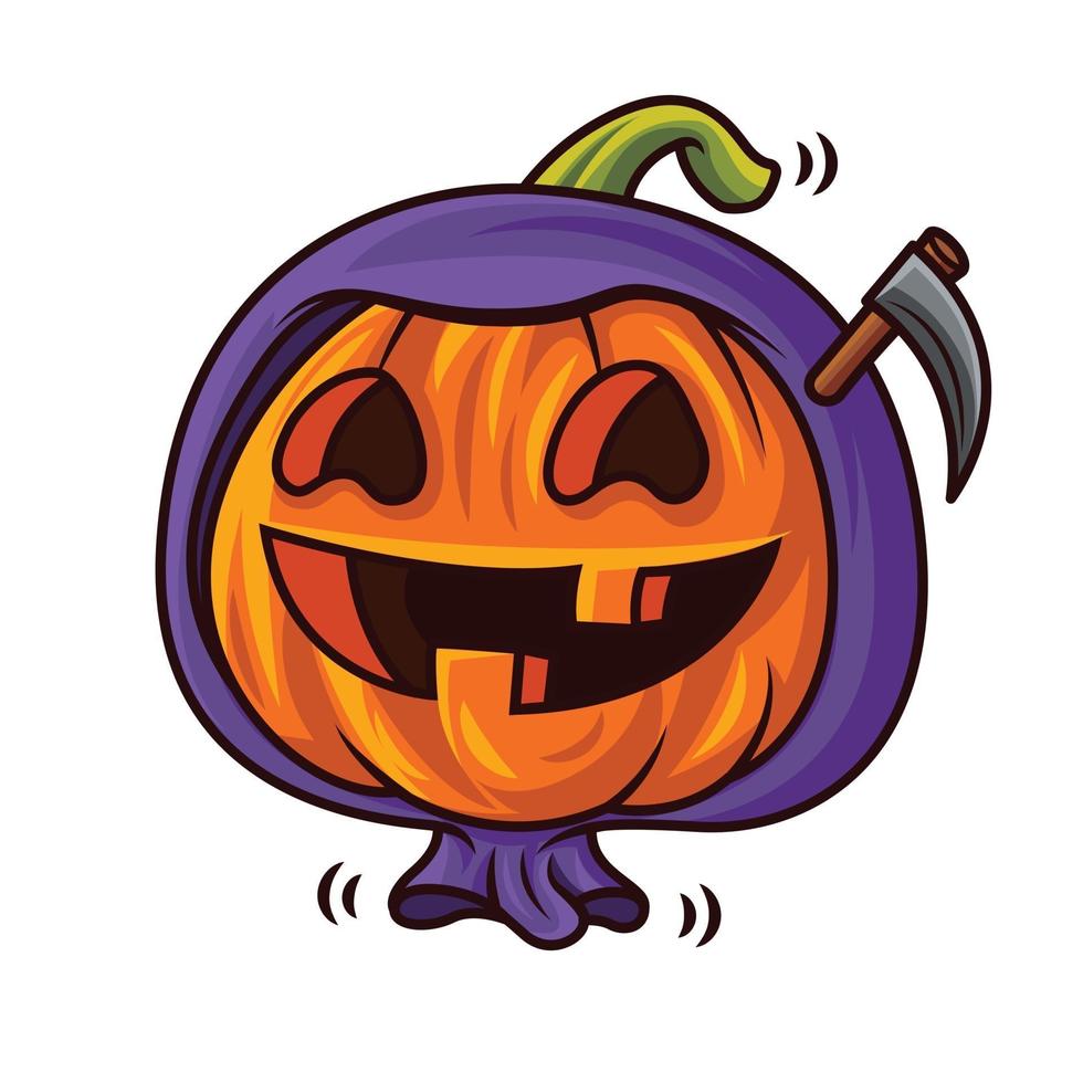 feliz halloween con calabaza divertida de dibujos animados con traje de  parca 3474389 Vector en Vecteezy