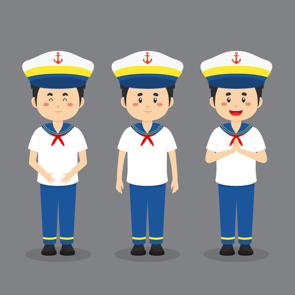 Sailor Character with Various Expression vector