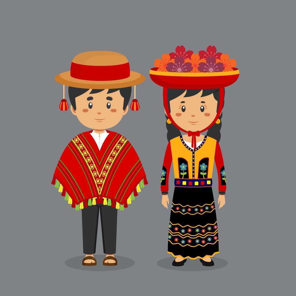 personaje de pareja con traje nacional de perú vector