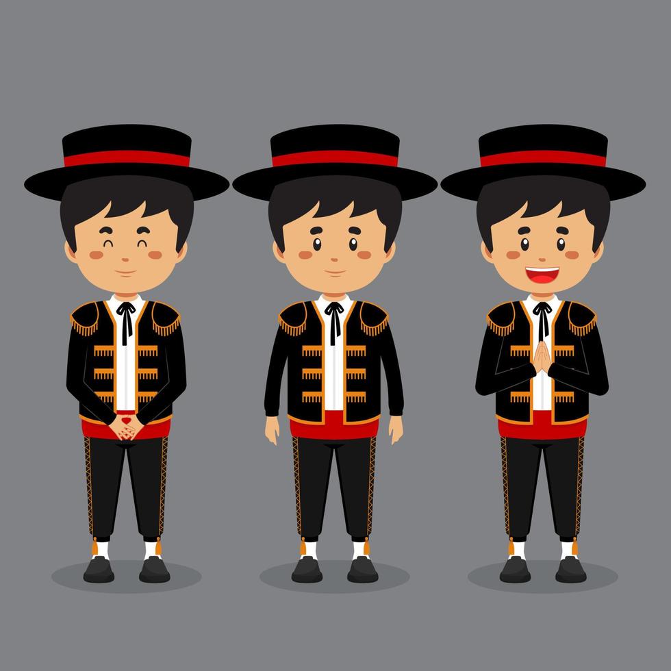 Spanish Character with Various Expression vector