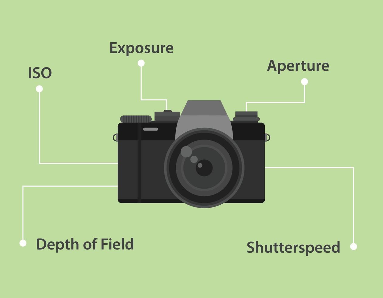 Important elements of taking photo by camera illustration vector
