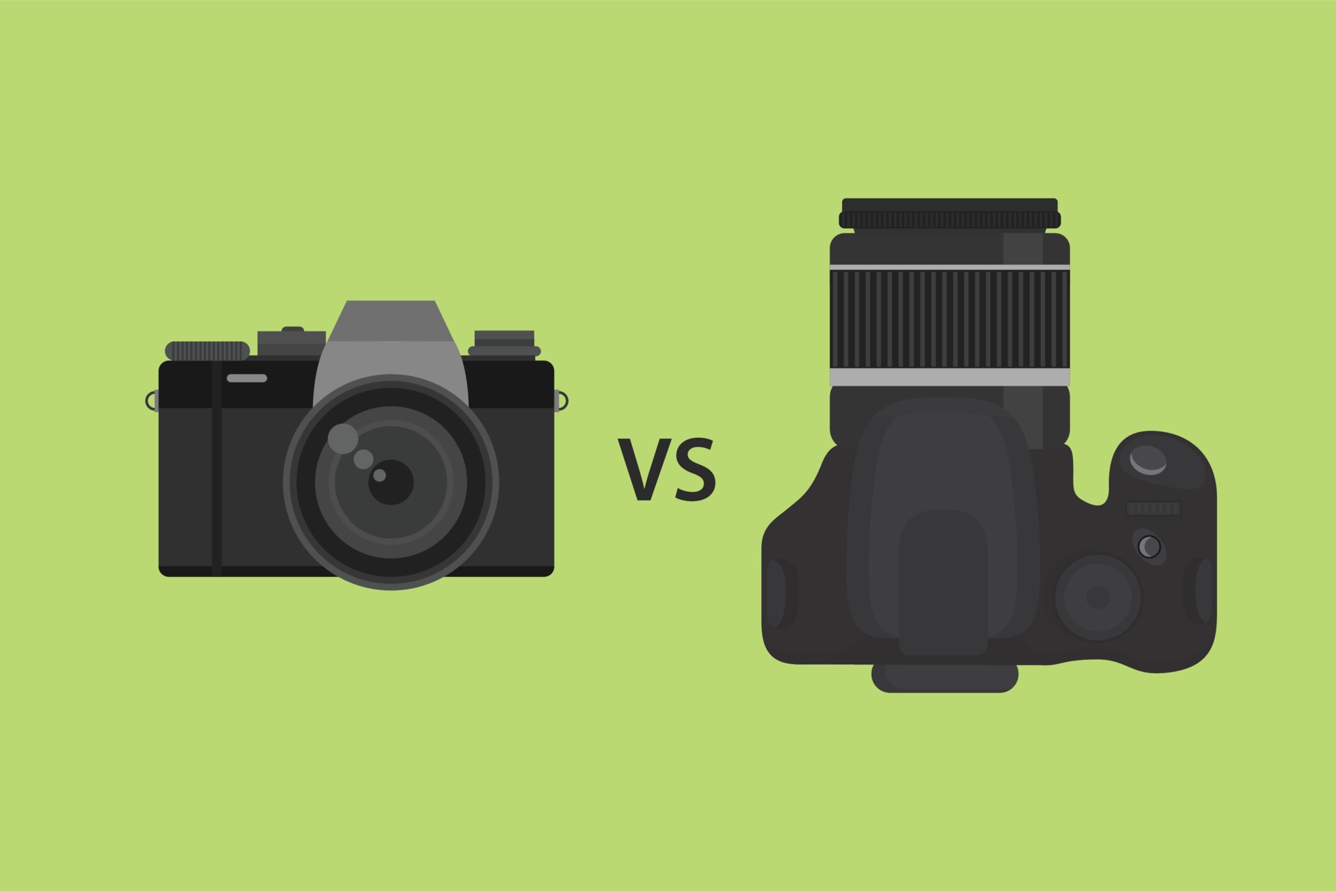 comparing Mirrorless camera vs DSLR camera picture illustration 3474477