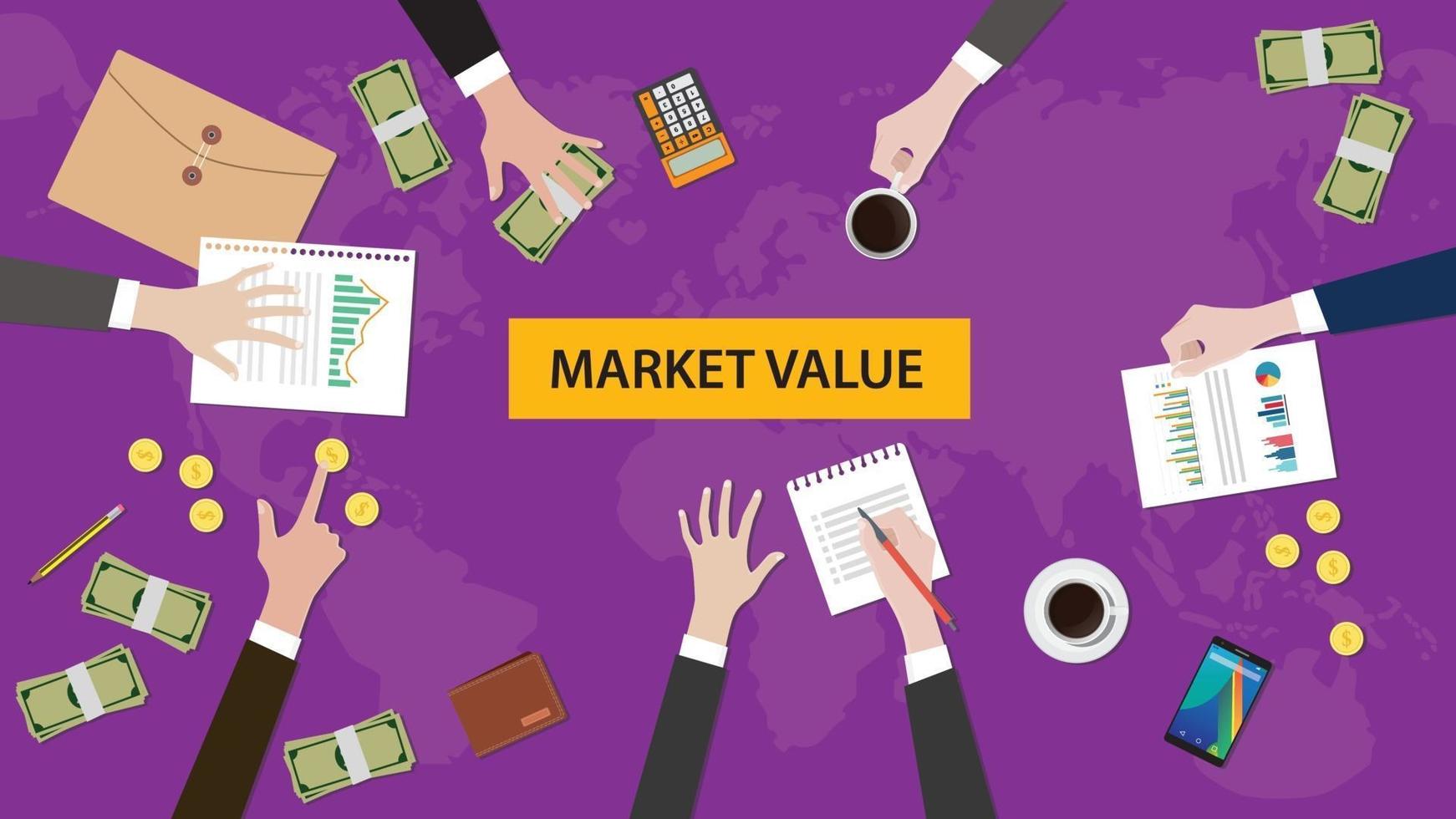 illustration of a team discussion about market value vector
