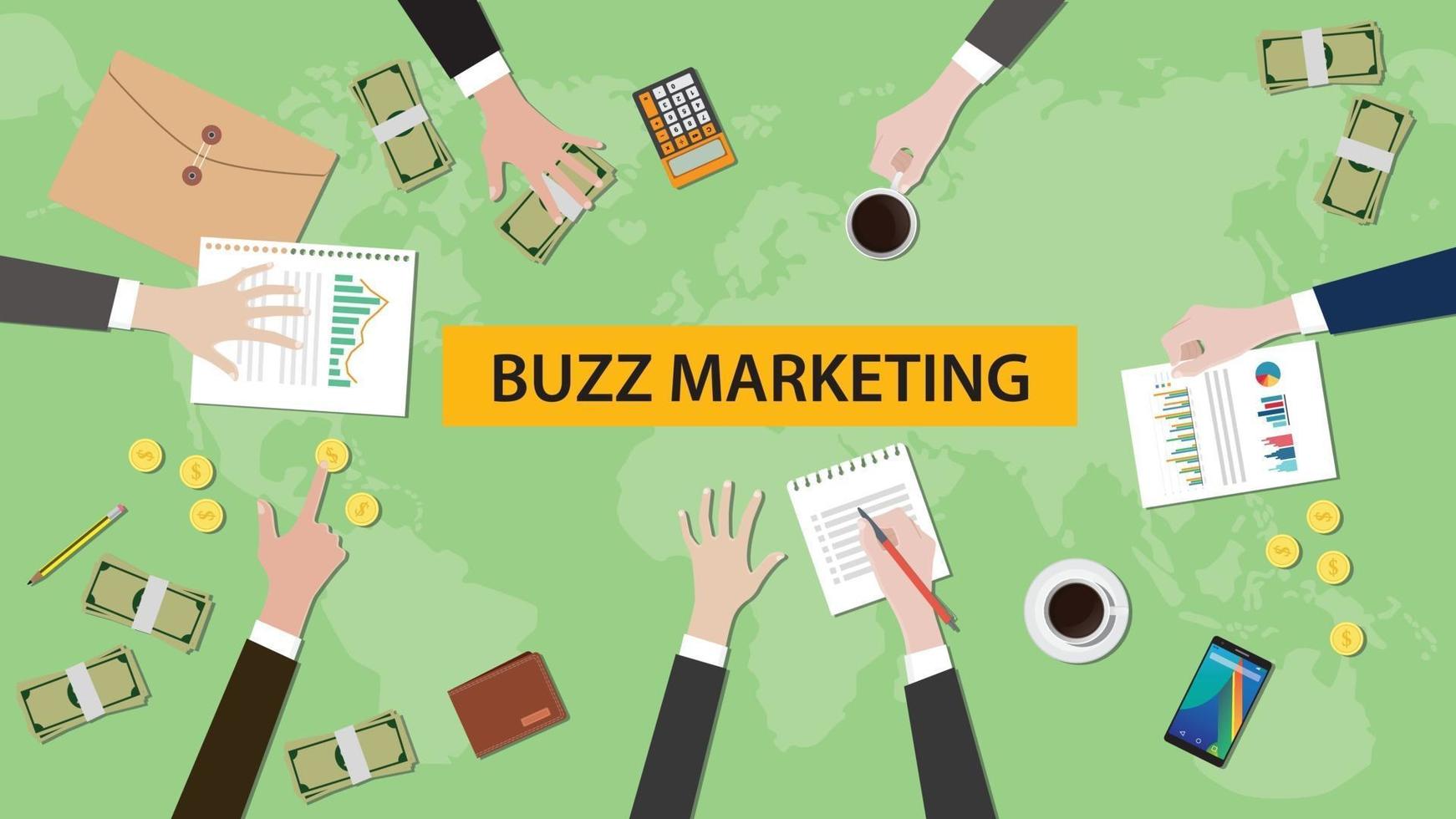 illustration of buzz marketing discussion in a meeting vector