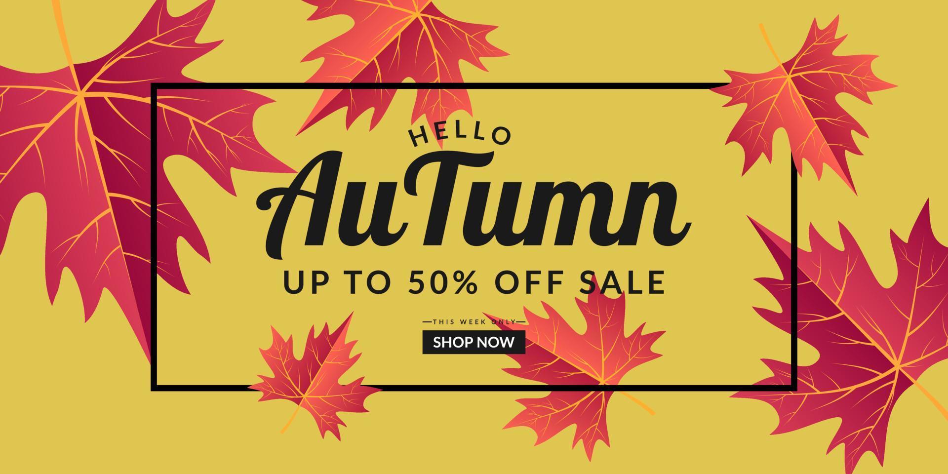 Yellow autumn sale background template design vector