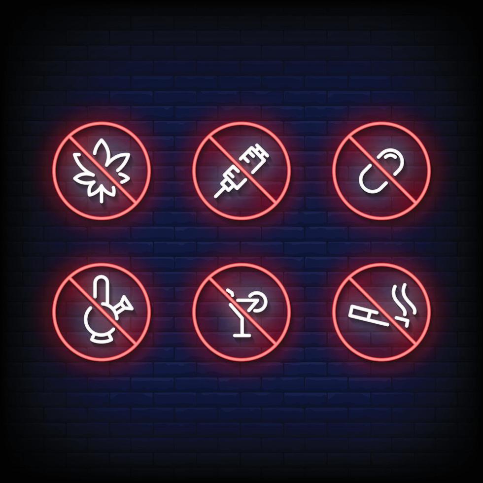 No Drugs Neon Signs Style Text Vector