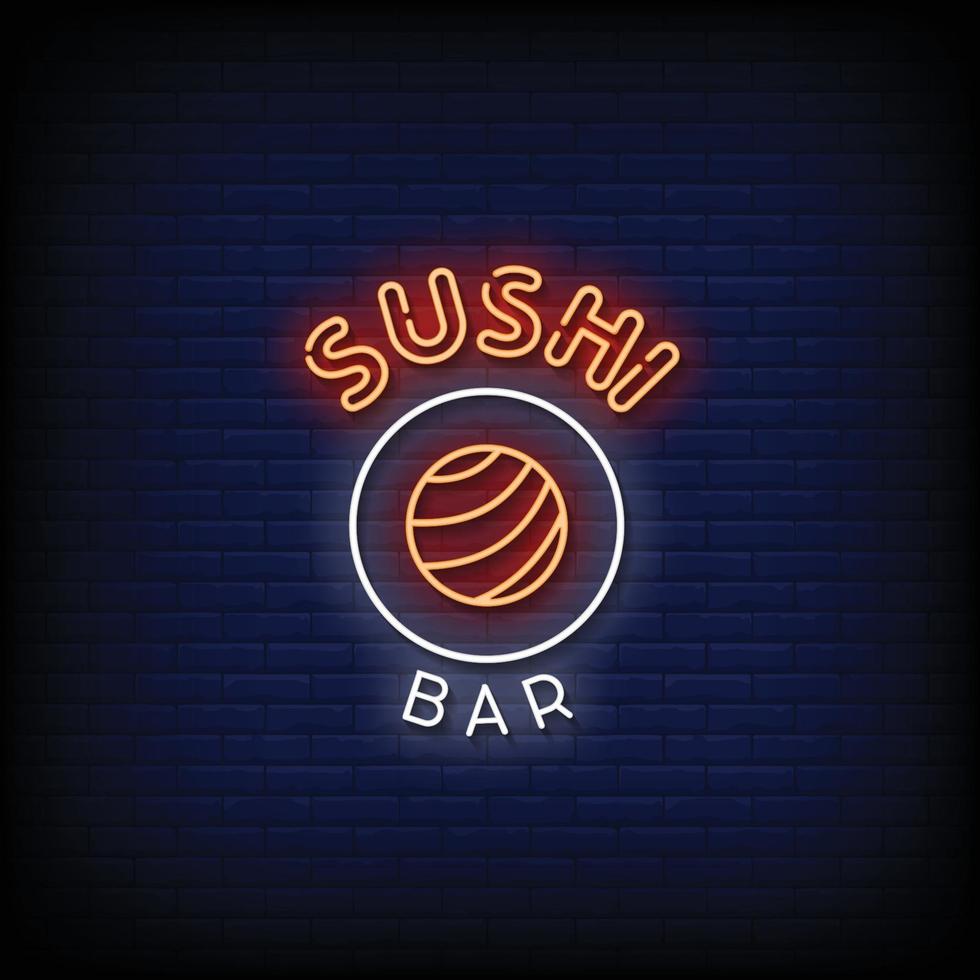 vector de texto de estilo de letreros de neón de barra de sushi