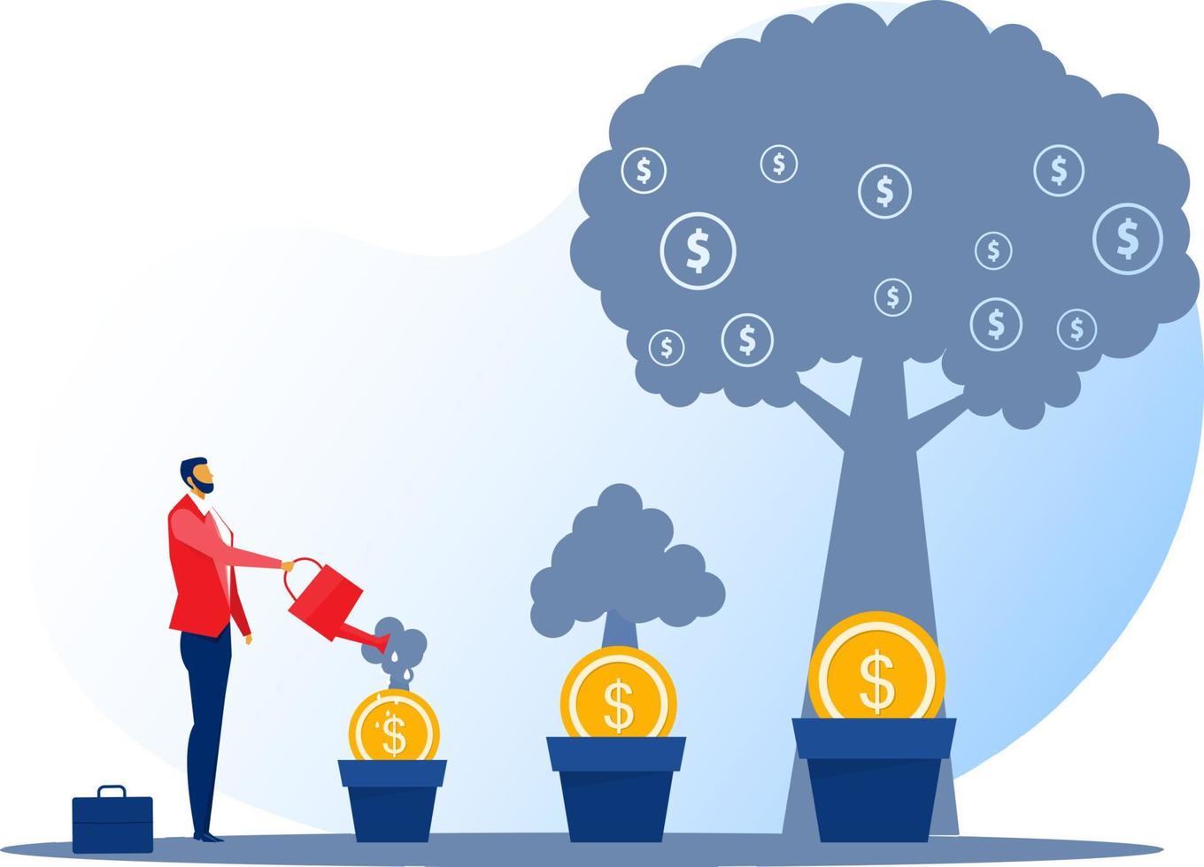 illustrator business watering money tree , investment finance, growth financial vector