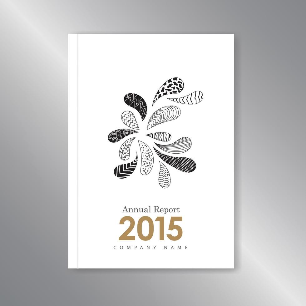 informe anual portada hojas dibujadas a mano vector