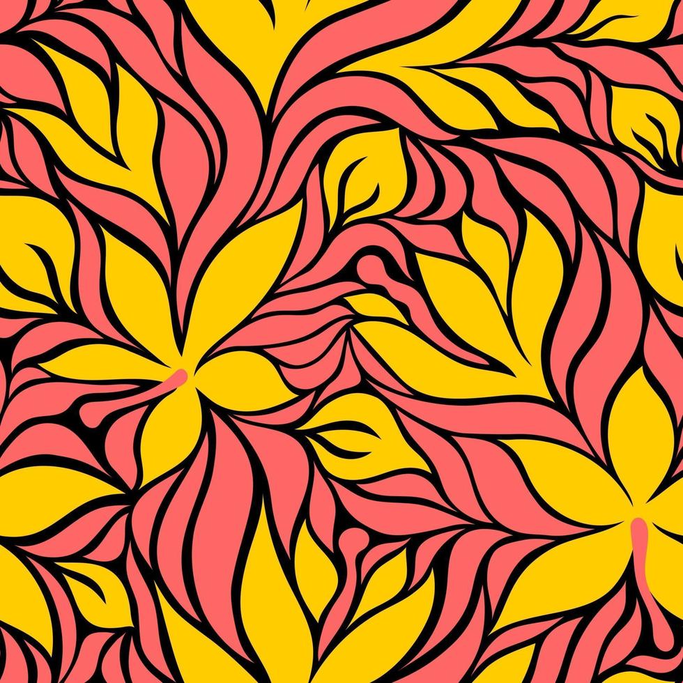 Fondo de vector transparente negro con flores de hibisco amarillo