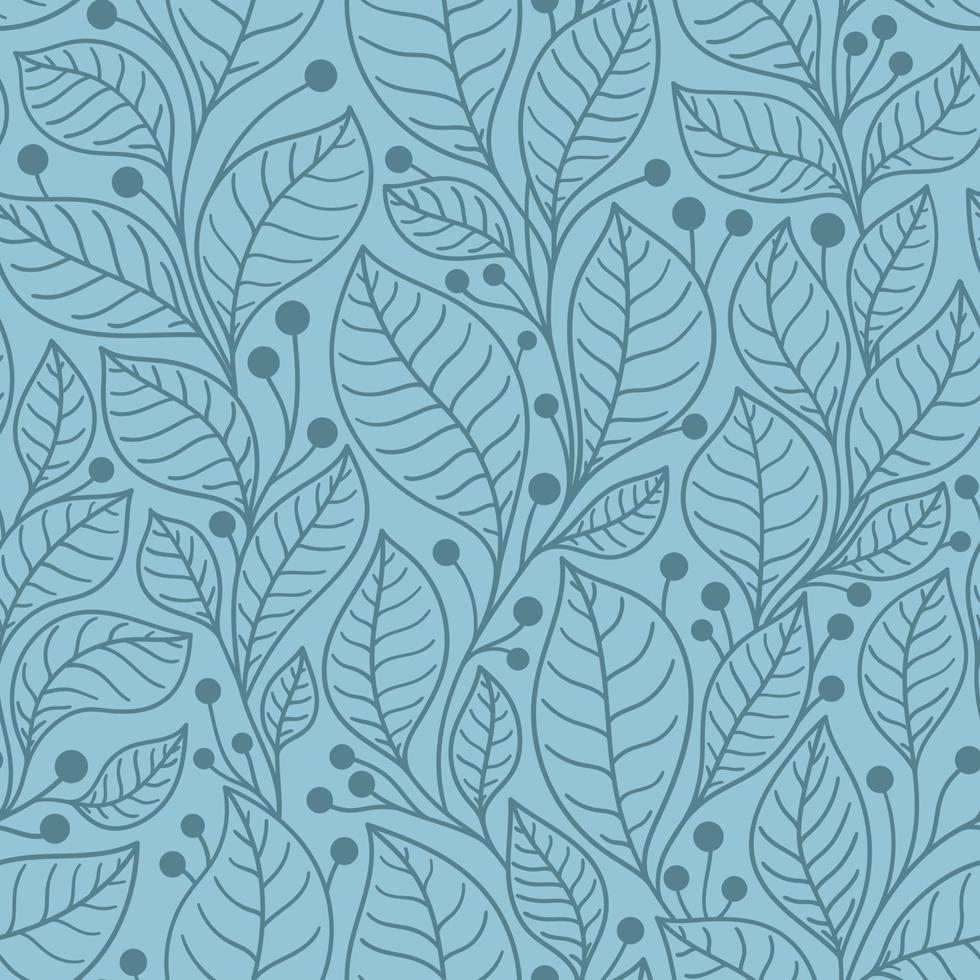 Blue seamless background with laurel tree branches vector