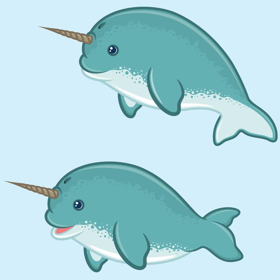 Narwhal illustration in cartoon shape vector