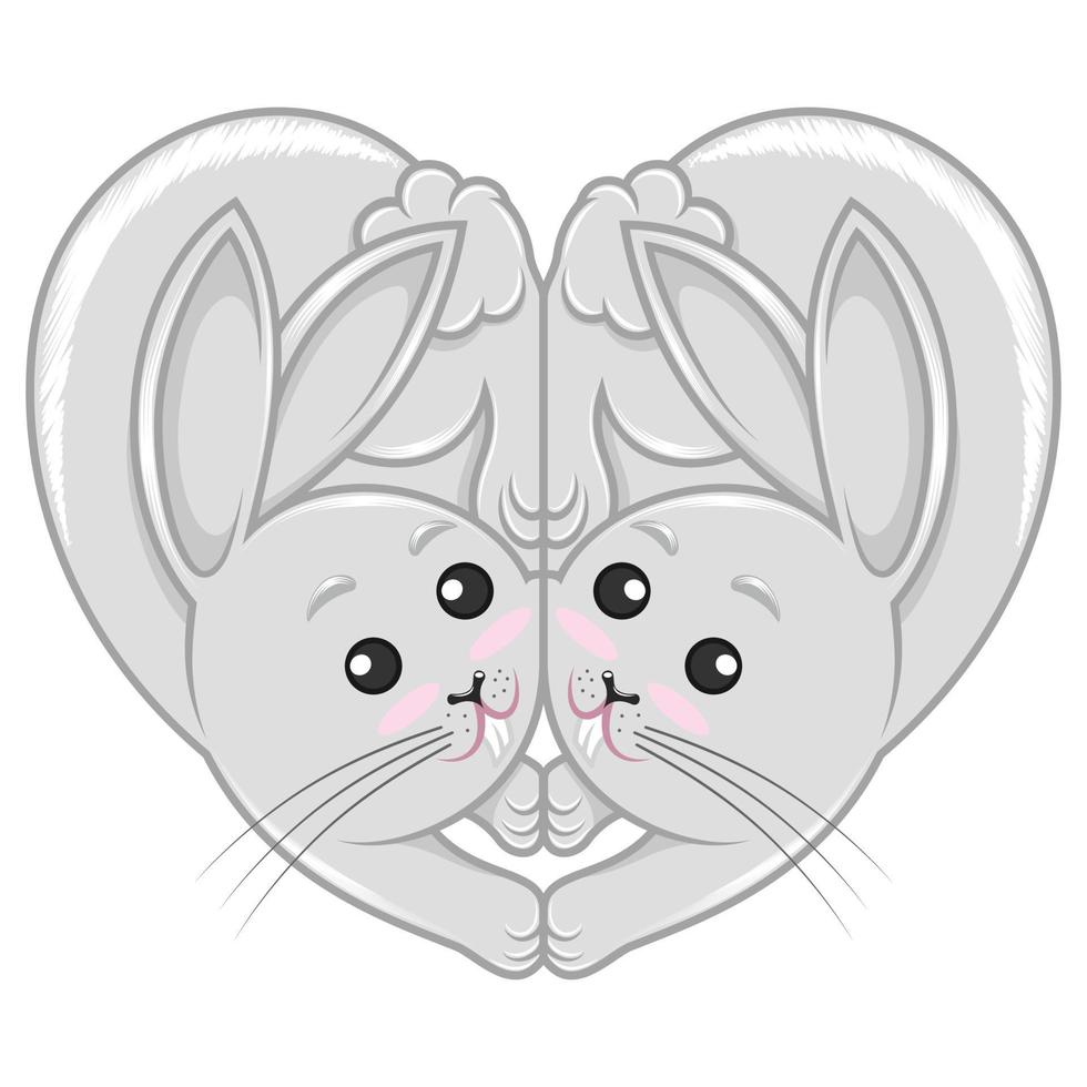 Illustration of heart shaped rabbits vector