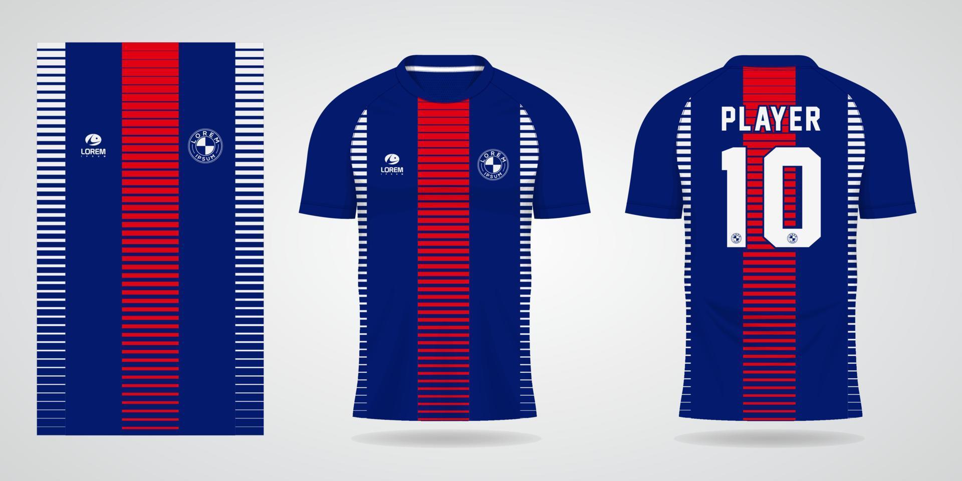 red blue jersey template for team uniforms and Soccer t shirt design vector