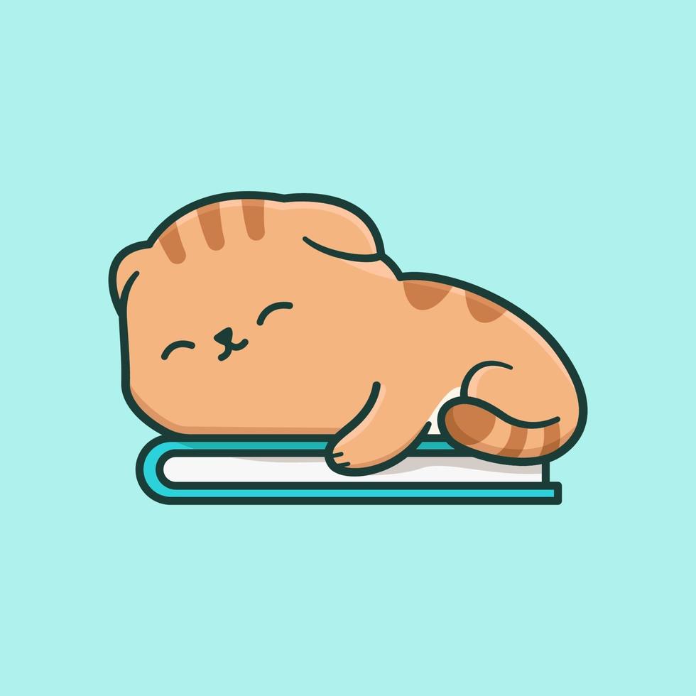 Cat sleep on book cartoon vector
