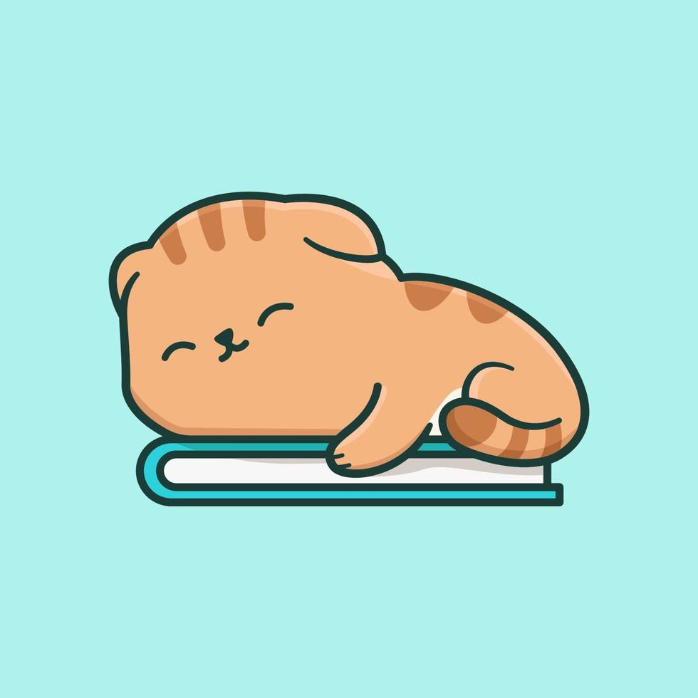 gato durmiendo en el libro de dibujos animados vector