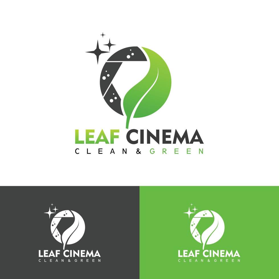 negative and leaf film reel strip production logo vector illustration