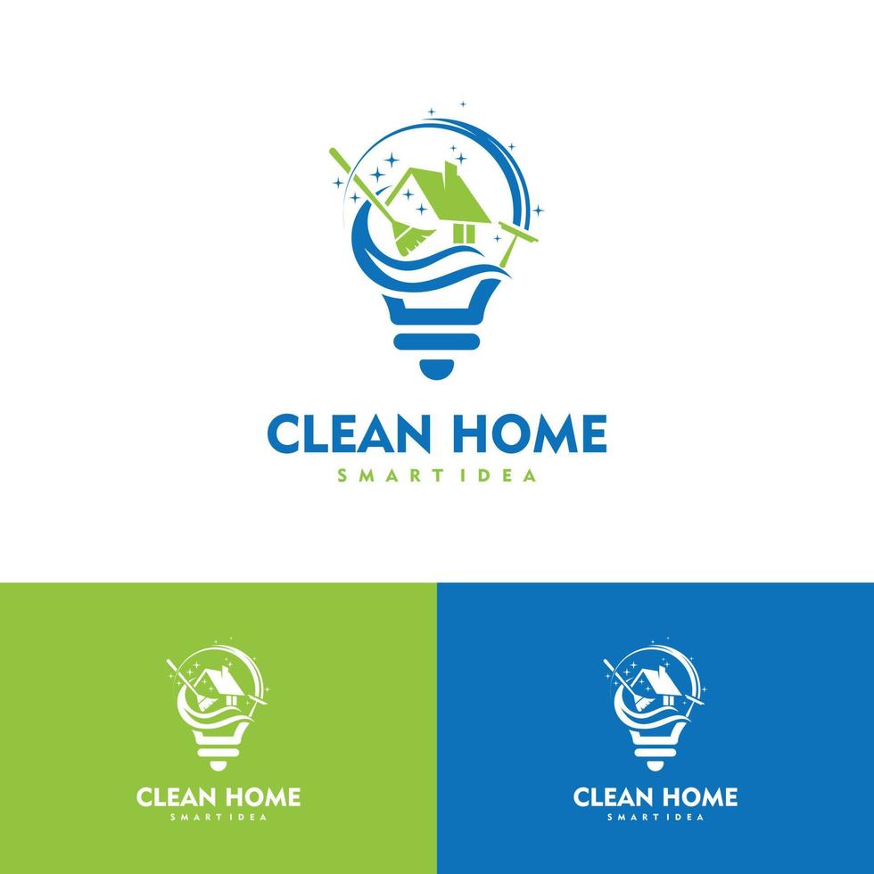 Clean House Smart Idea design concept bulb logo vector illustration