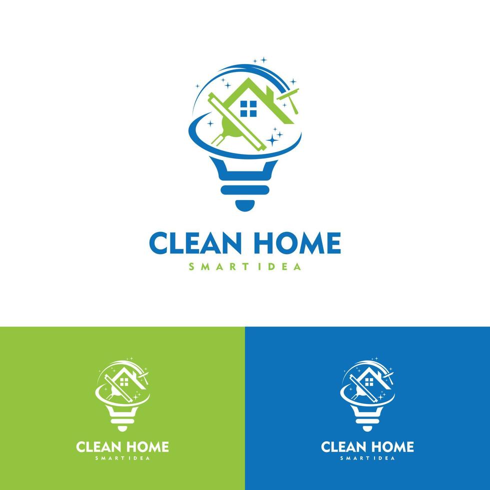 Clean House Smart Idea design concept bulb logo vector illustration