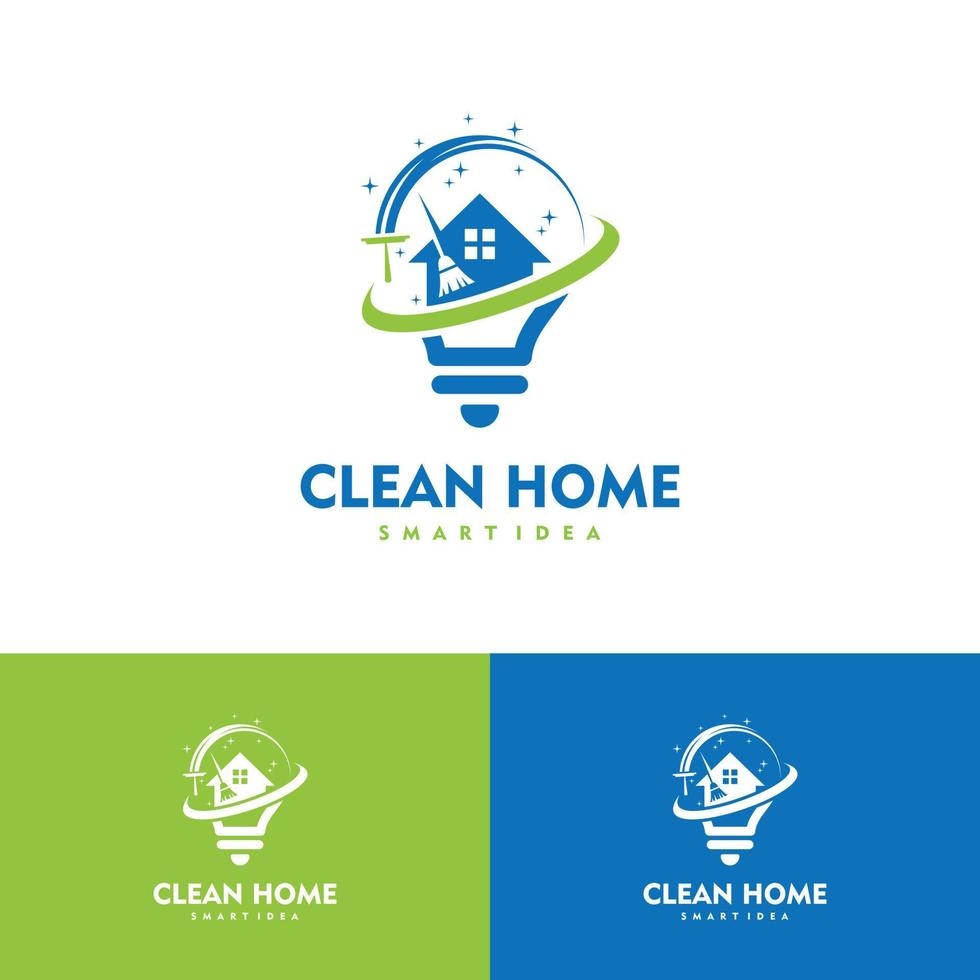 Clean House Smart Idea design concept bulb logo vector illustration