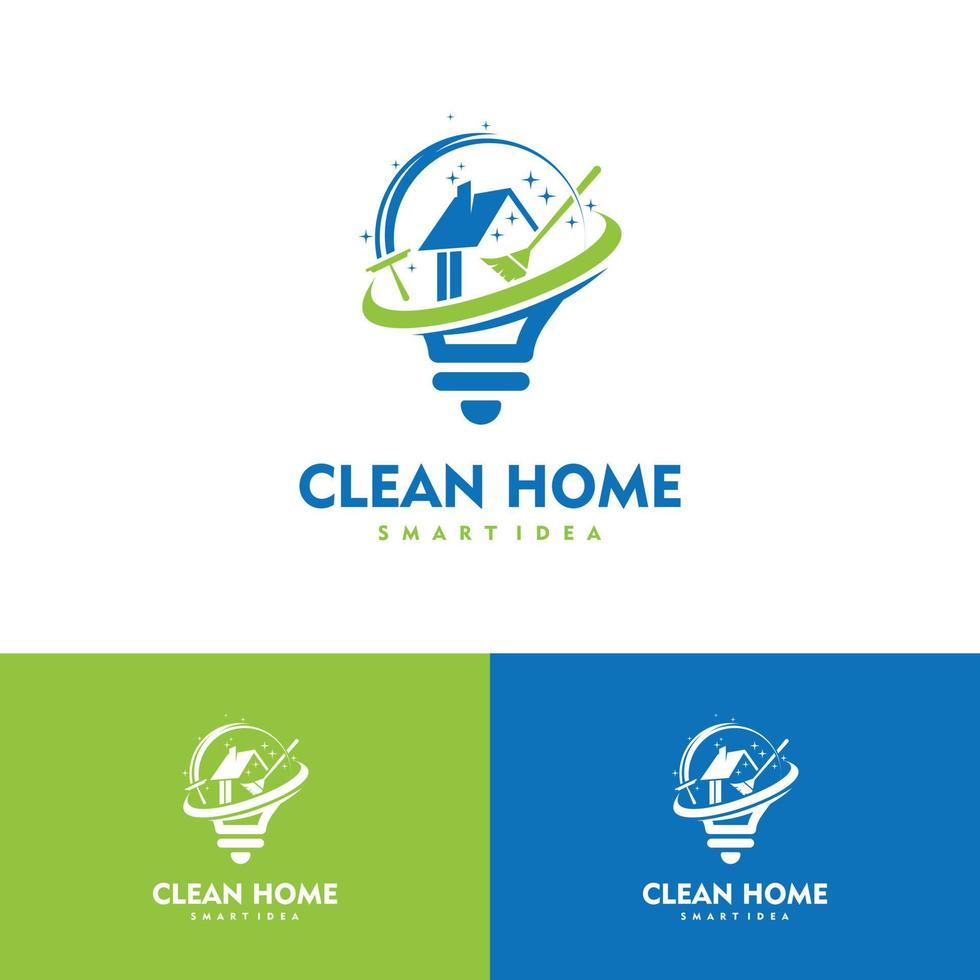 Clean House Smart Idea design concept bulb logo vector illustration