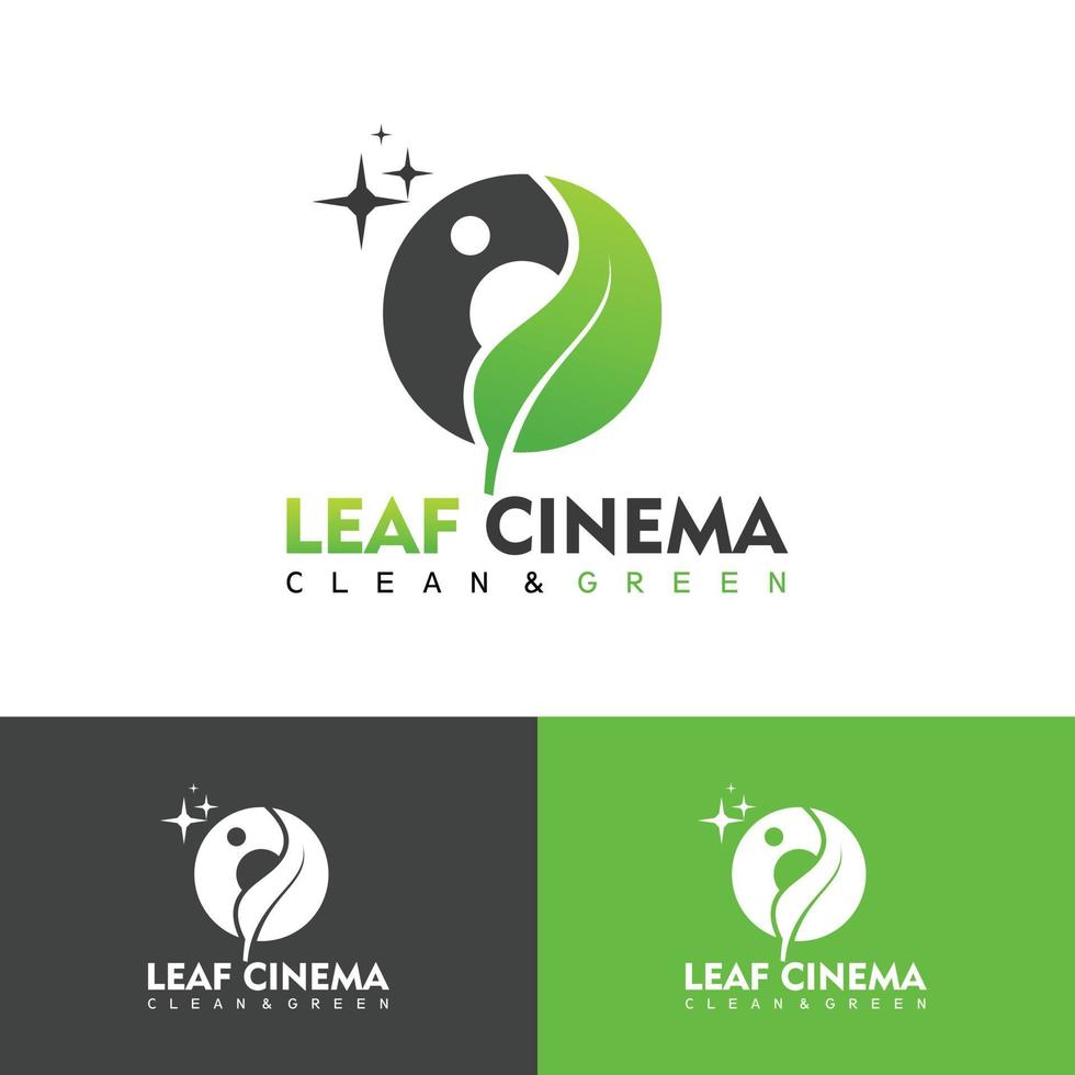 negative and leaf film reel strip production logo vector illustration