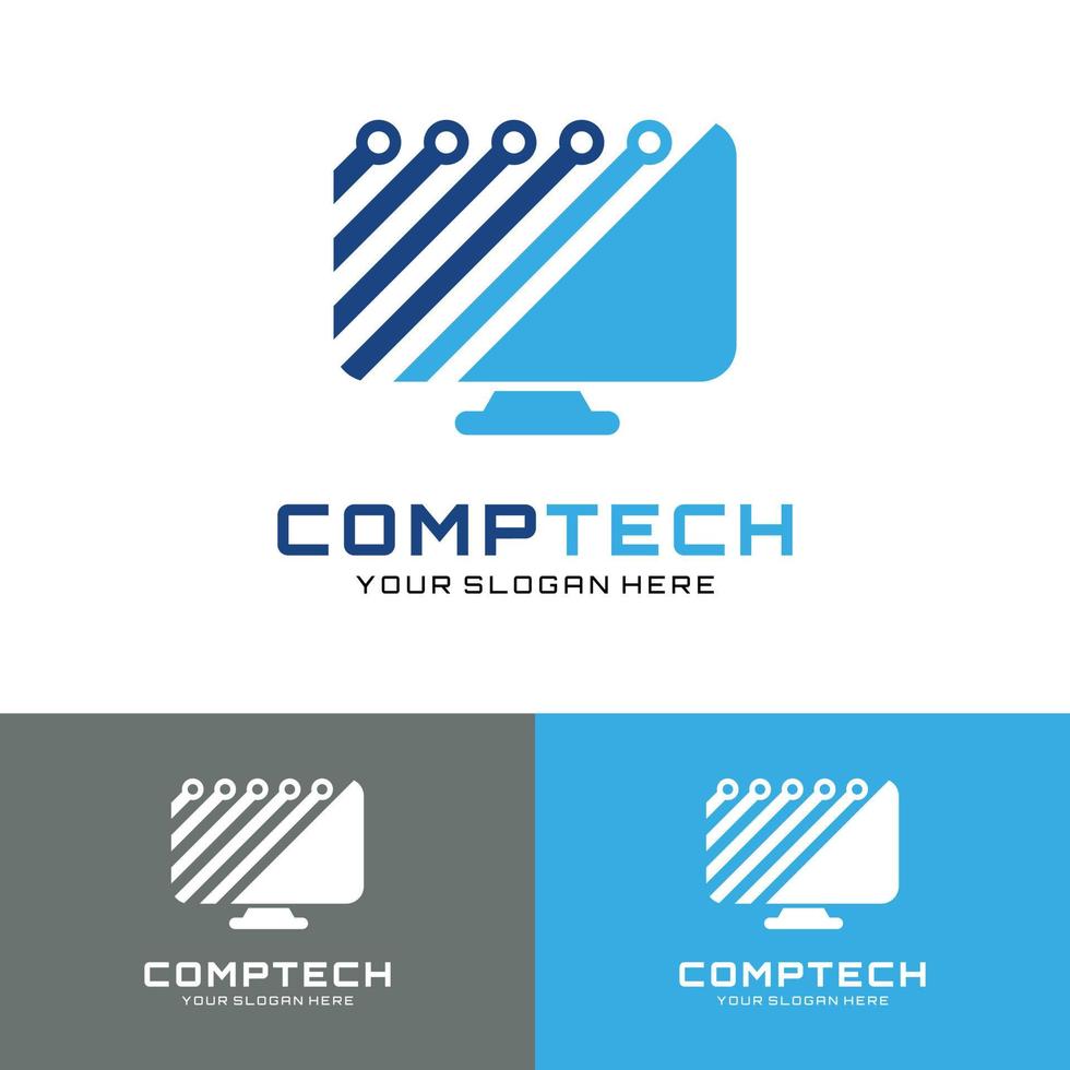 Screen Computer Tech, repair, services logo vector illustration