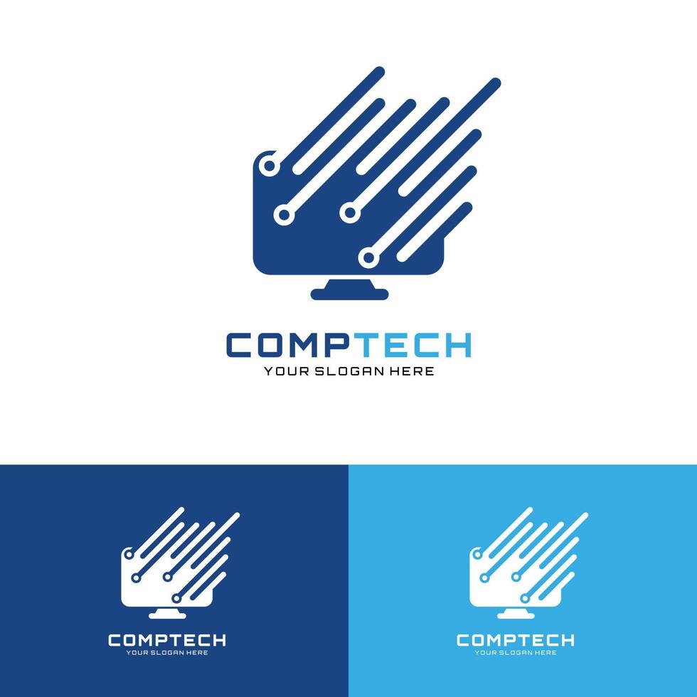 Screen Computer Tech, repair, services logo vector illustration