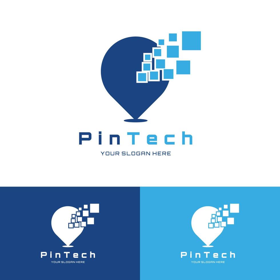 Tech Point logo symbol Pixel pin vector icon illustration design