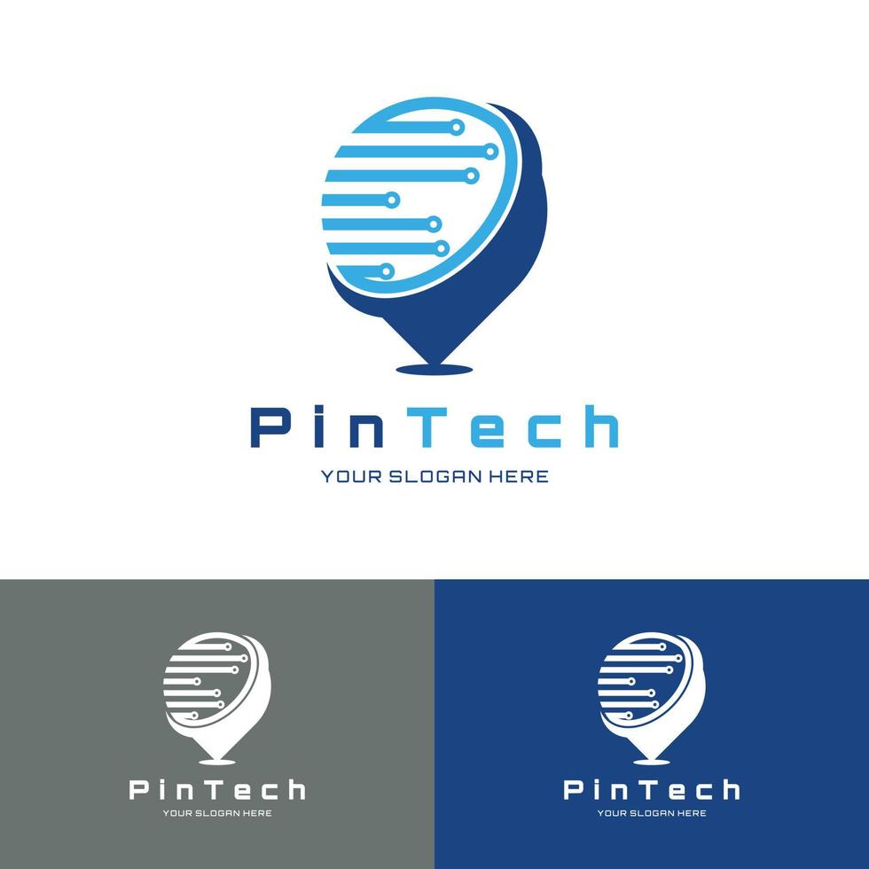 Tech Point logo symbol Pixel pin vector icon illustration design