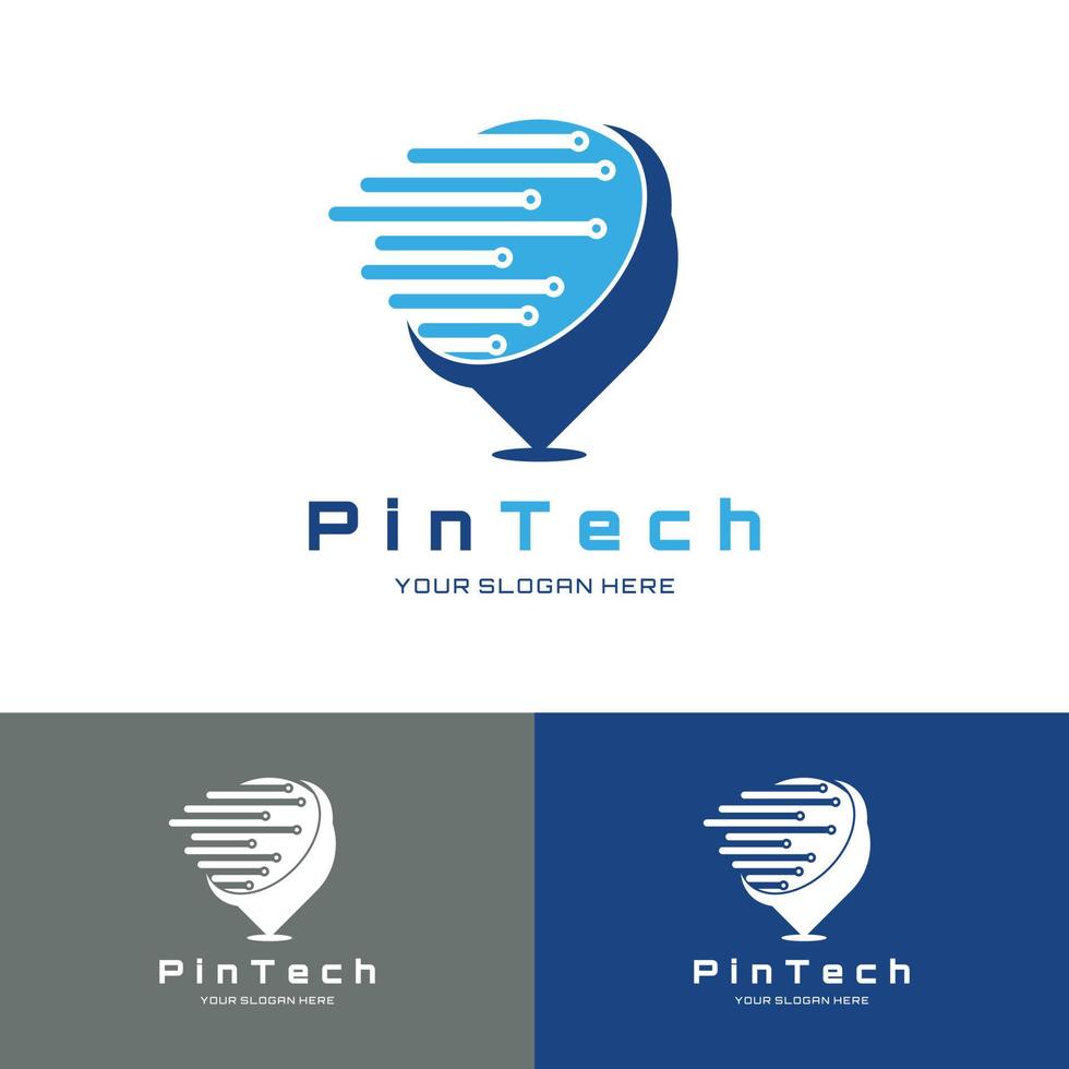 Tech Point logo symbol Pixel pin vector icon illustration design