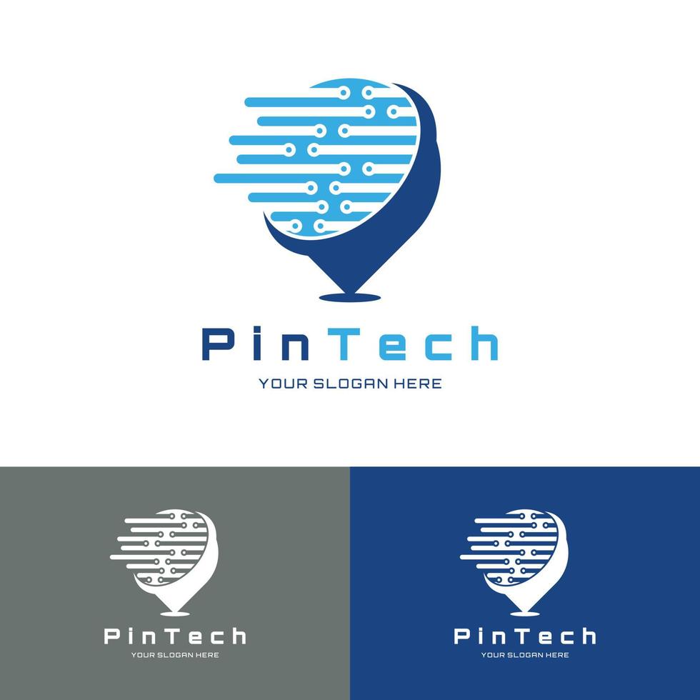 Tech Point logo symbol Pixel pin vector icon illustration design