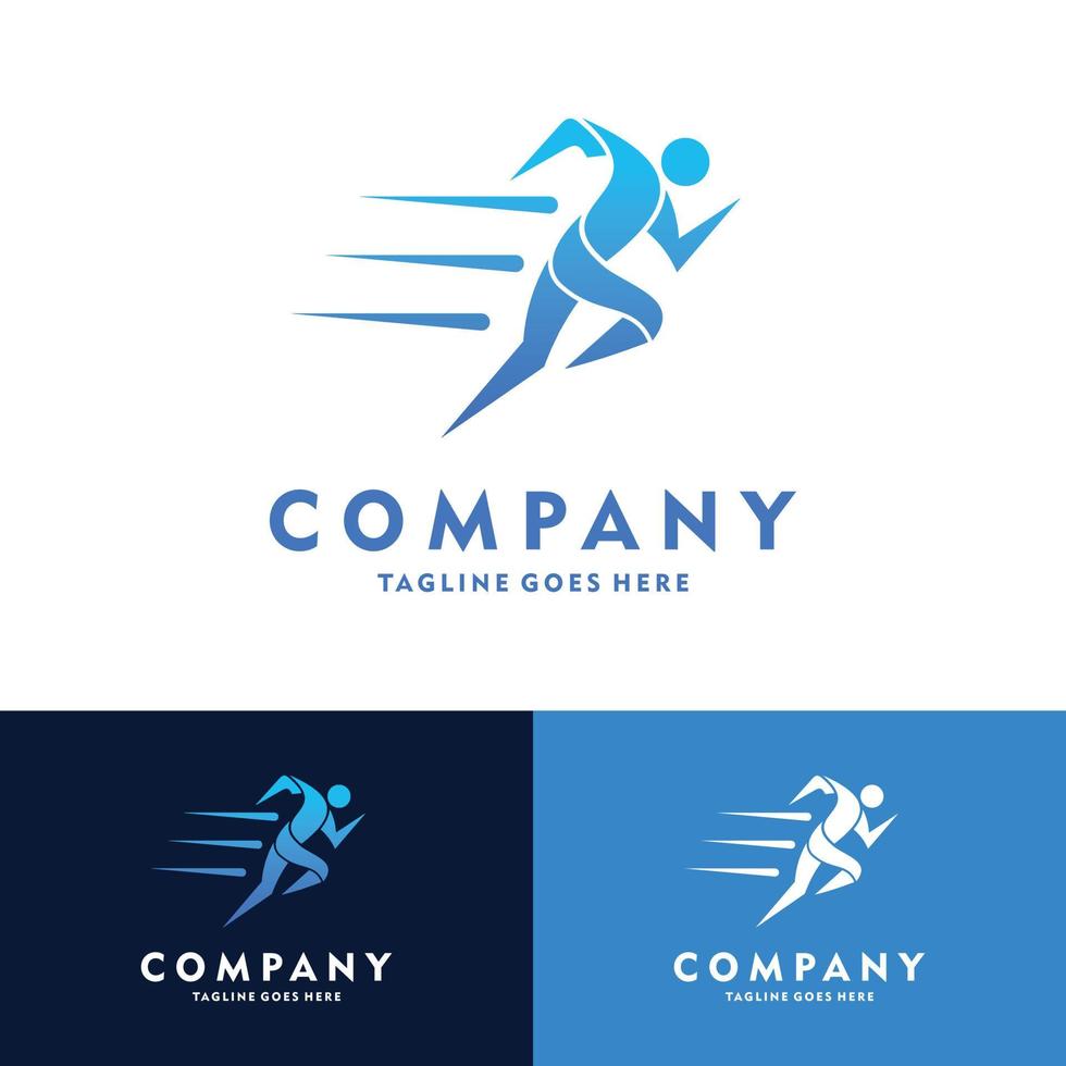 Running Man silhouette Logo, Marathon, sports club vector illustration