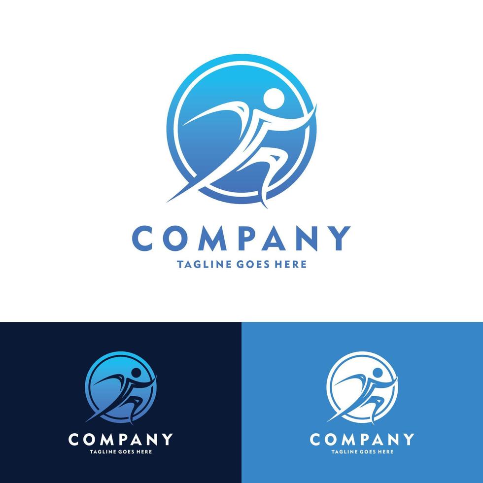 Running Man silhouette Logo, Marathon, sports club vector illustration