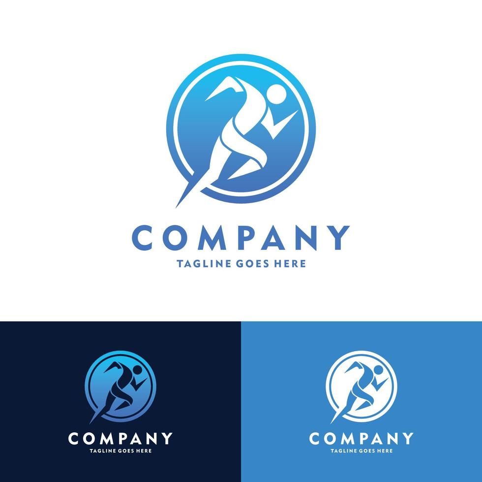 Running Man silhouette Logo, Marathon, sports club vector illustration