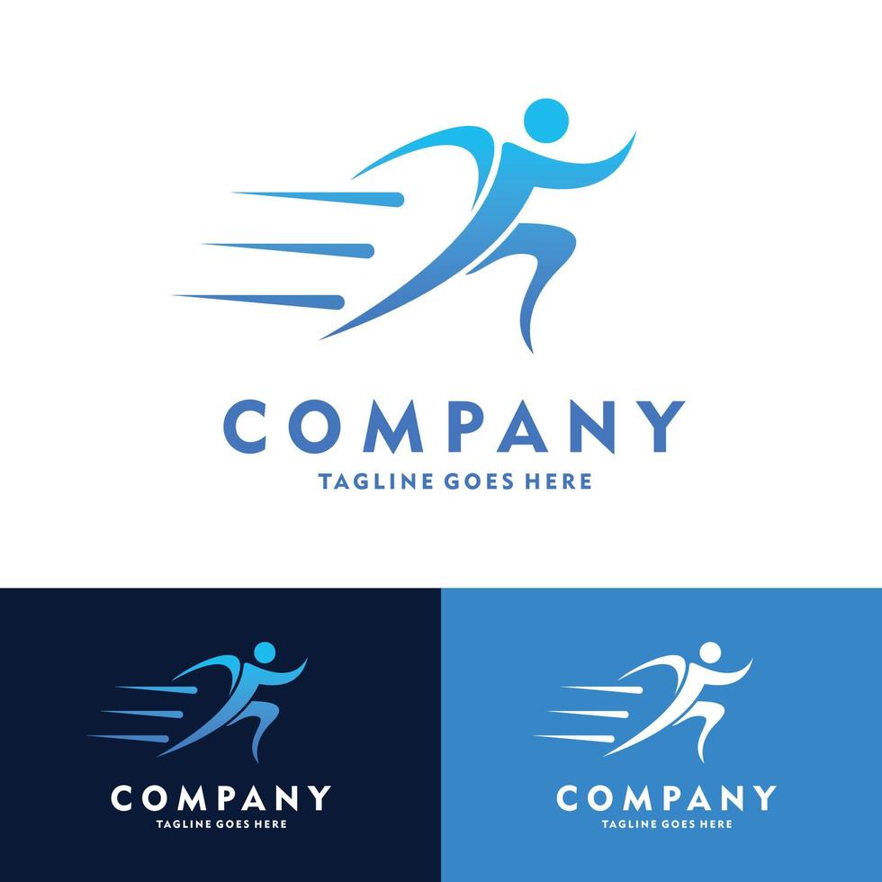 Running Man silhouette Logo, Marathon, sports club vector illustration