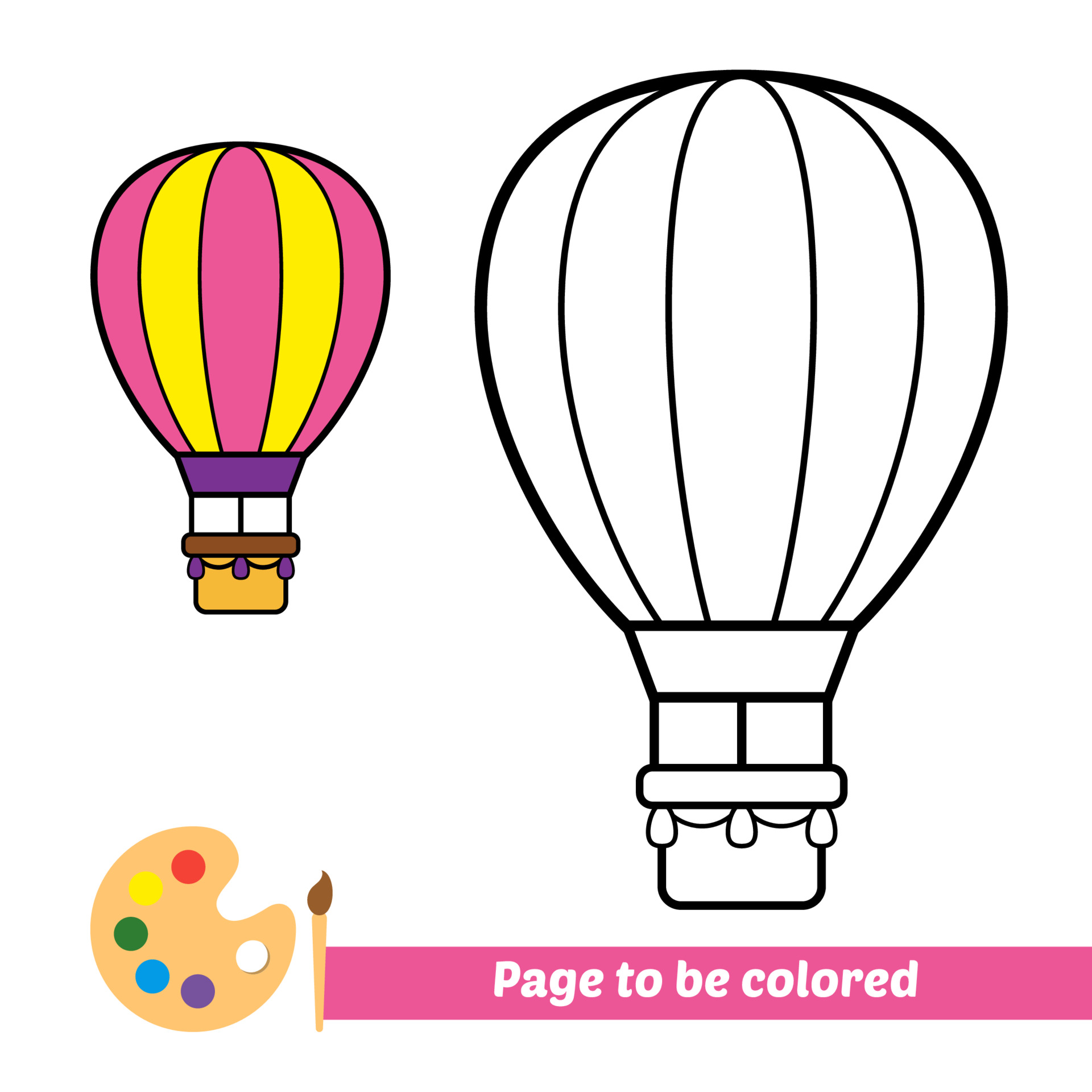 Hot Air Balloon Coloring Vector Art Icons and Graphics for Free Download