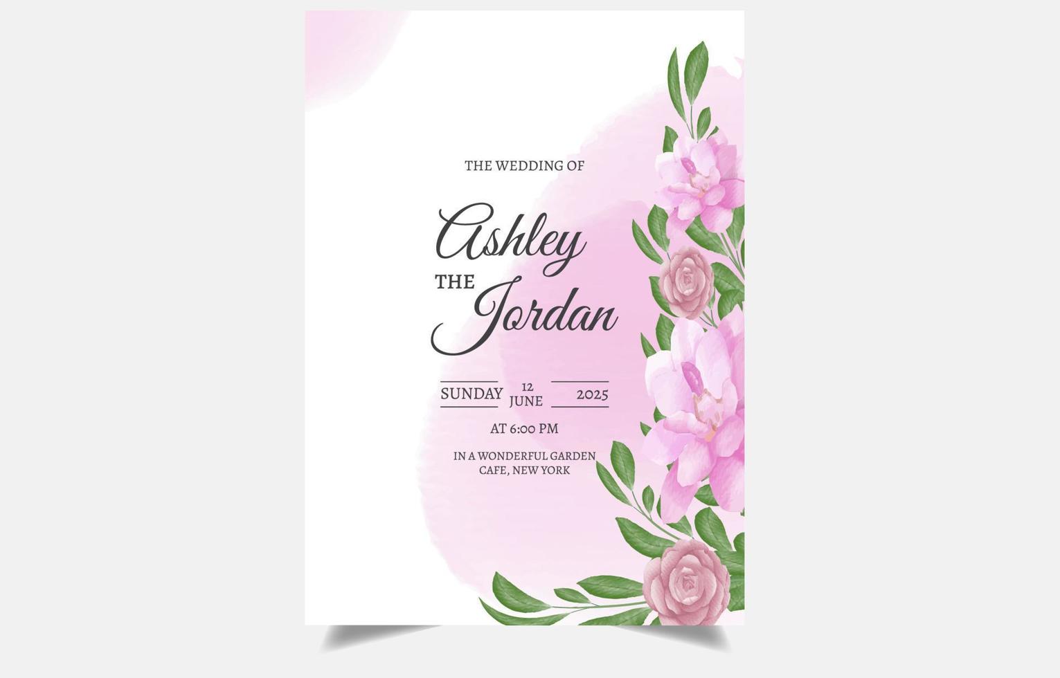 Watercolor invitation card design. vector