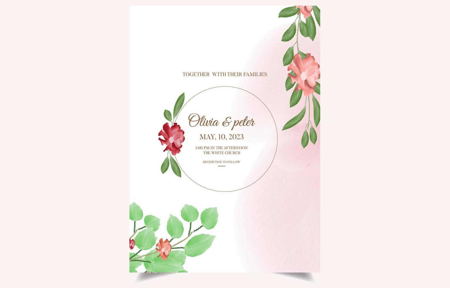 Soft watercolor invitation card design. vector